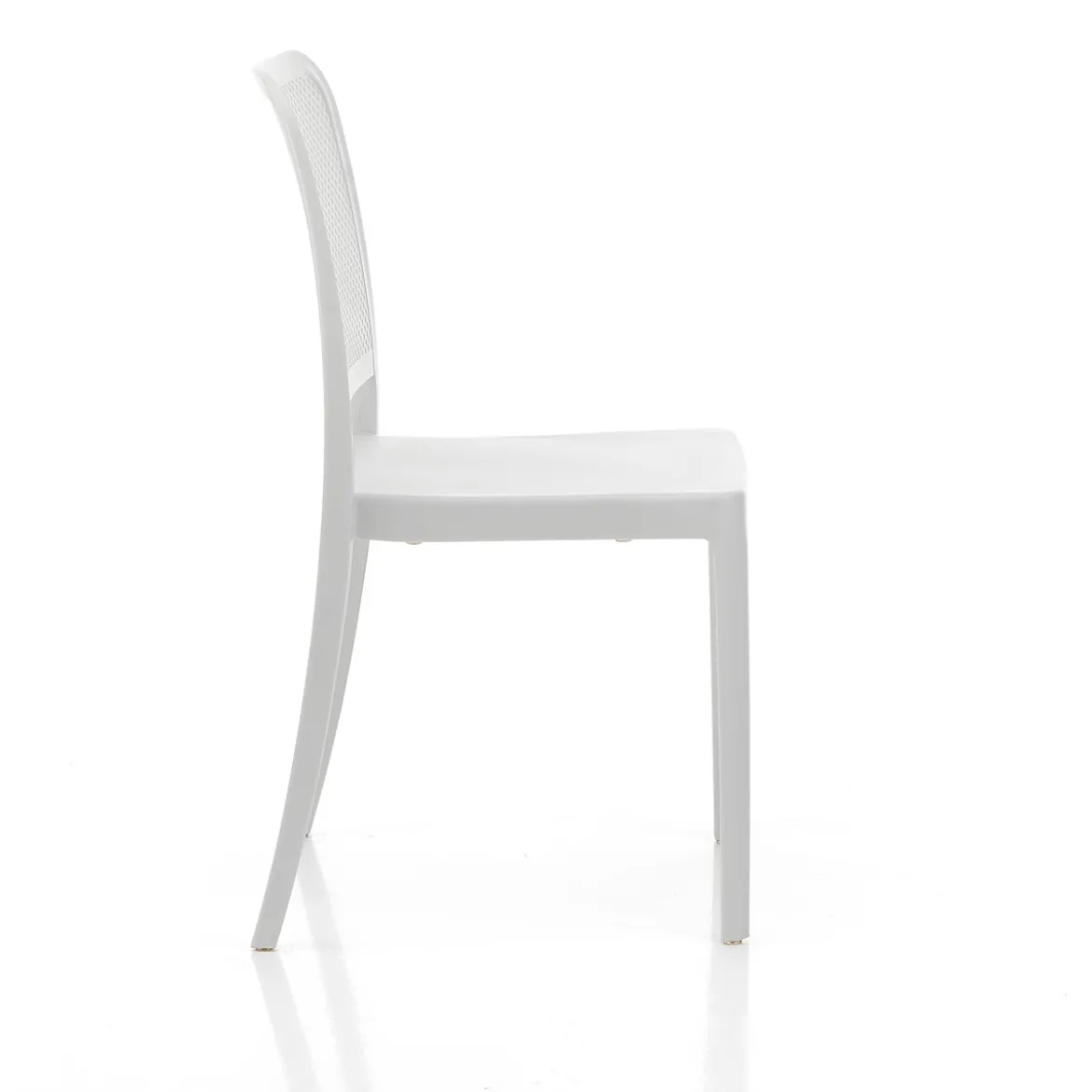 Sabine white sedia interno esterno polip. colore bianco impilabile resistente agenti e raggi uv h.86 l.43 p.50 cm