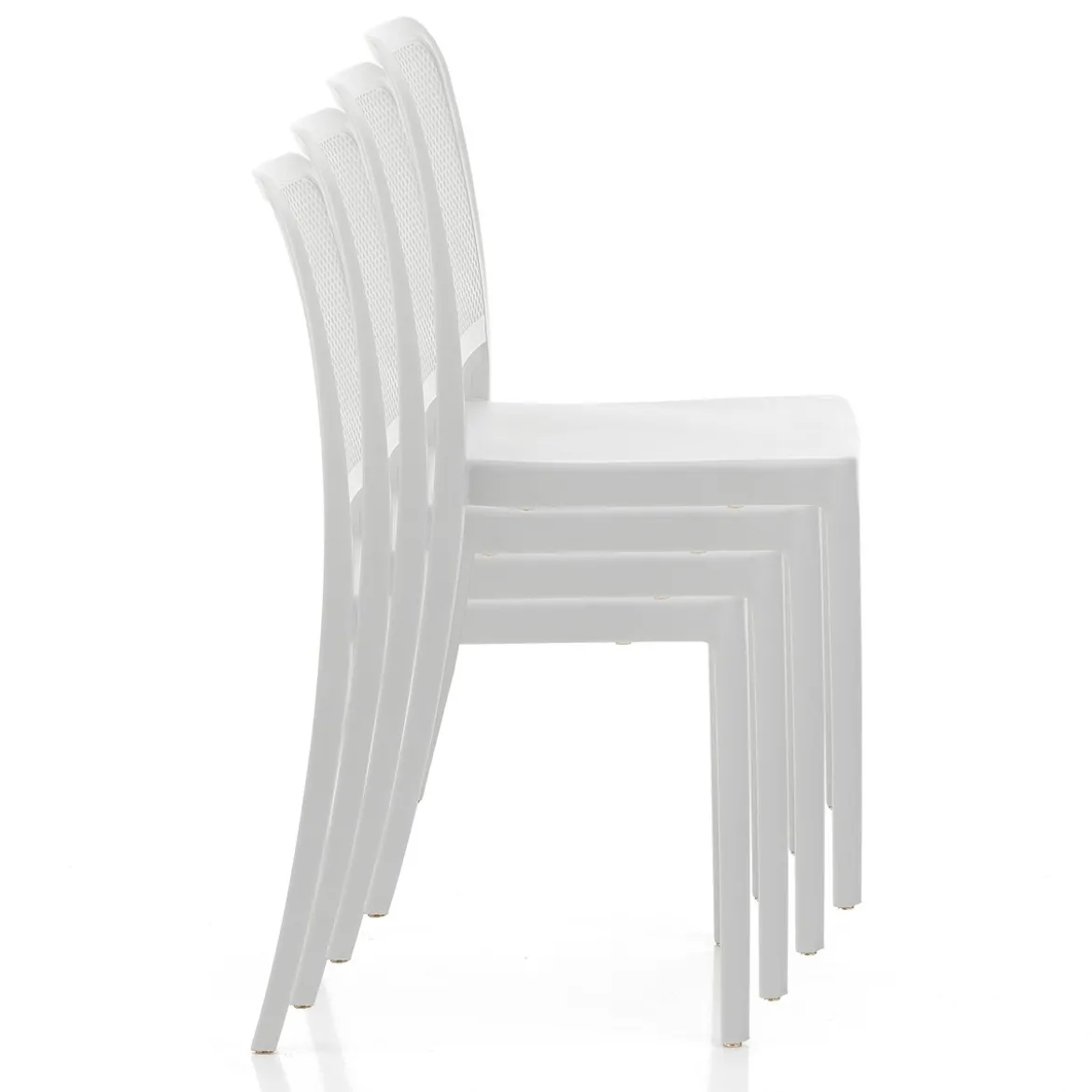 Sabine white sedia interno esterno polip. colore bianco impilabile resistente agenti e raggi uv h.86 l.43 p.50 cm