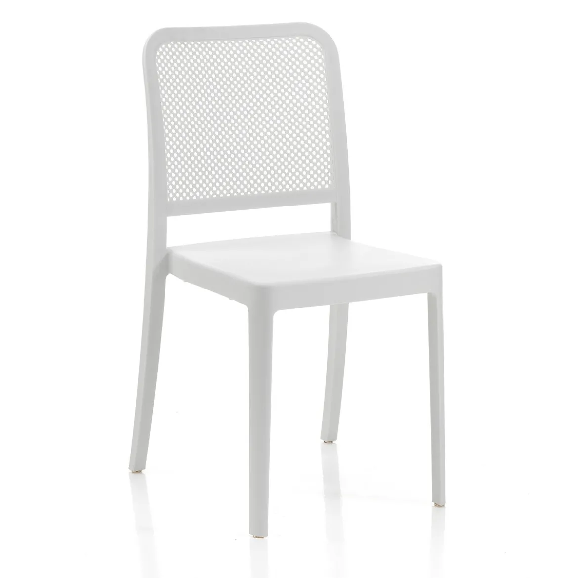 Sabine white sedia interno esterno polip. colore bianco impilabile resistente agenti e raggi uv h.86 l.43 p.50 cm