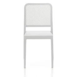 Sabine white sedia interno esterno polip. colore bianco impilabile resistente agenti e raggi uv h.86 l.43 p.50 cm