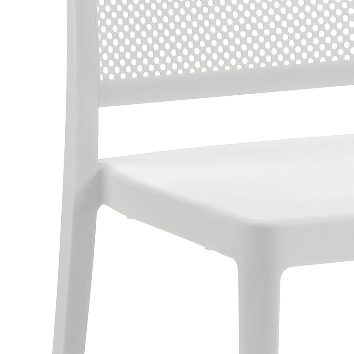 Sabine white sedia interno esterno polip. colore bianco impilabile resistente agenti e raggi uv h.86 l.43 p.50 cm