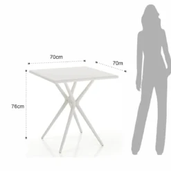 Sabine white tavolo leggero da esterno in polip. colore bianco opaco resistente agenti e raggi uv h.76 l.70 p.70 cm