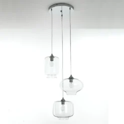 Saky clear lampadario 3 luci in vetro trasparente h126 d47 cm