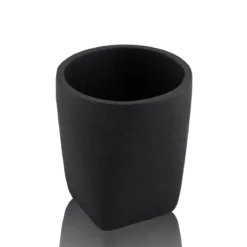 Sandy bicchiere portaspazzolini in poliresina colore antracite opaco 7.7x7.7 h8.6 cm