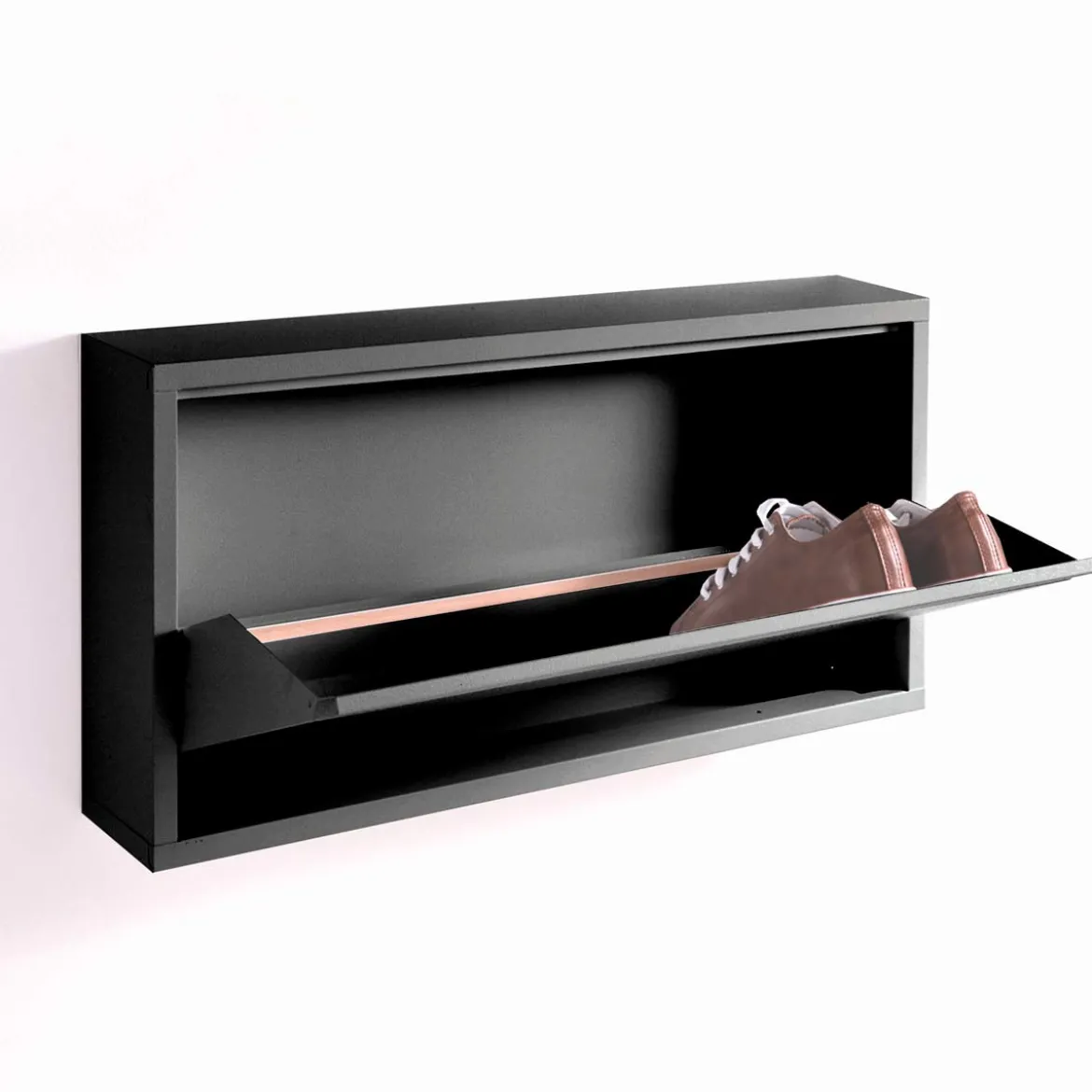Sandy dark grey scarpiera a parete 1 anta metallo colore antracite h375 l75 p125