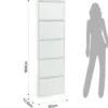 Sandy white scarpiera a parete 5/a 5 ante in metallo bianco goffrato 50x13.5xh169 cm