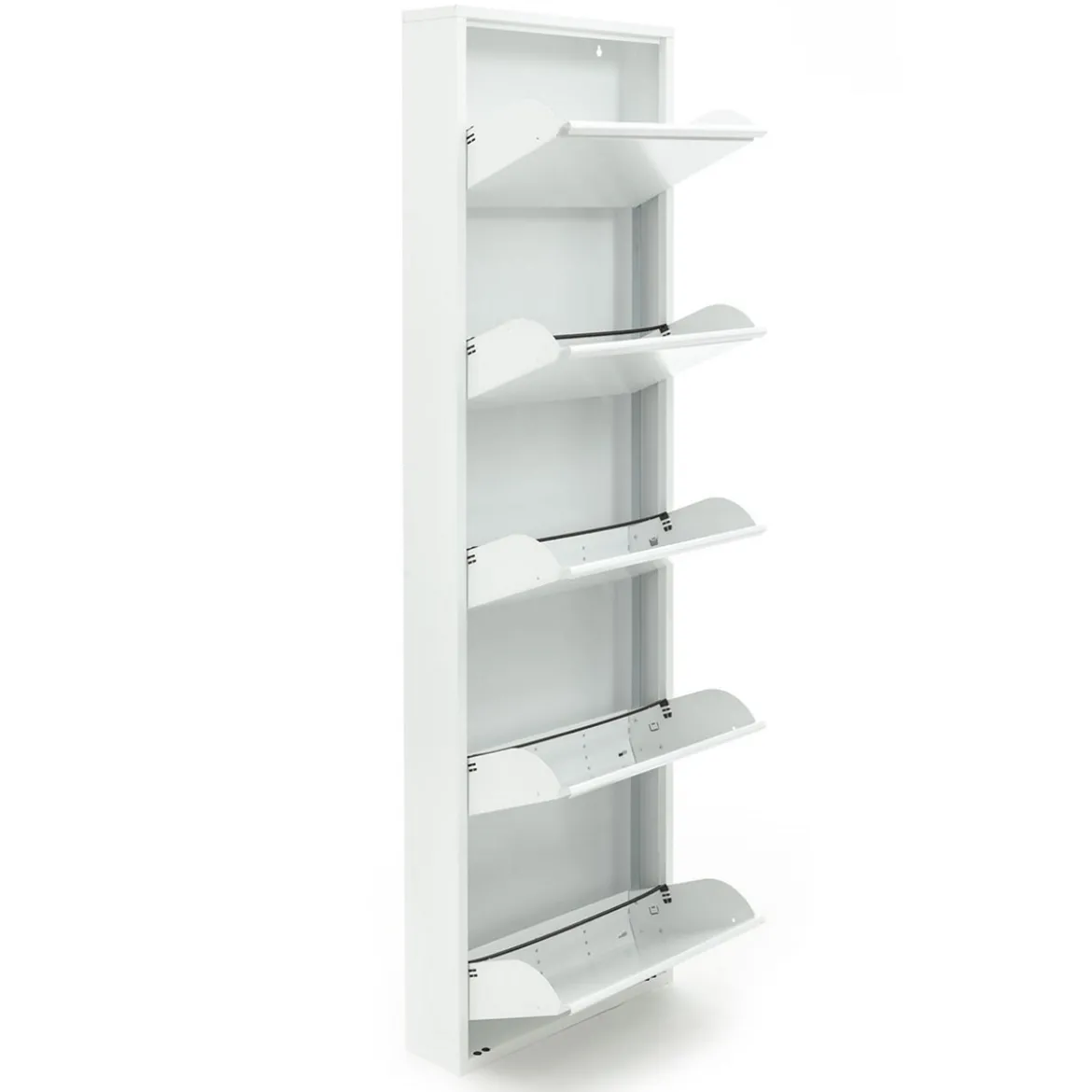 Sandy white scarpiera a parete 5/a 5 ante in metallo bianco goffrato 50x13.5xh169 cm