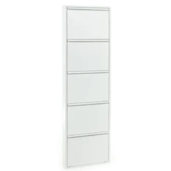 Sandy white scarpiera a parete 5/a 5 ante in metallo bianco goffrato 50x13.5xh169 cm