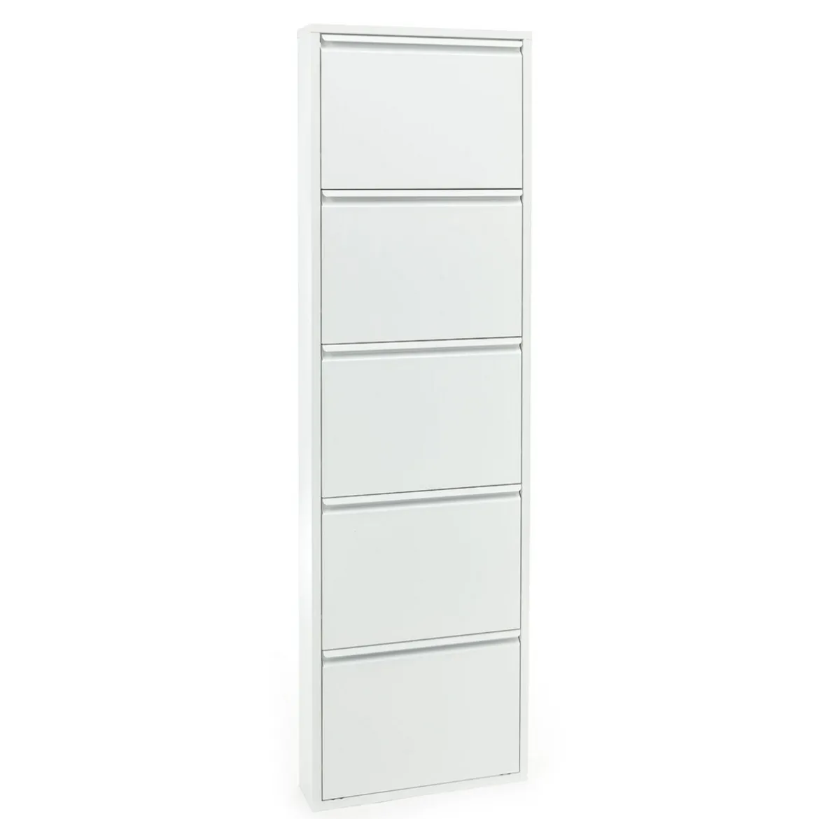 Sandy white scarpiera a parete 5/a 5 ante in metallo bianco goffrato 50x13.5xh169 cm
