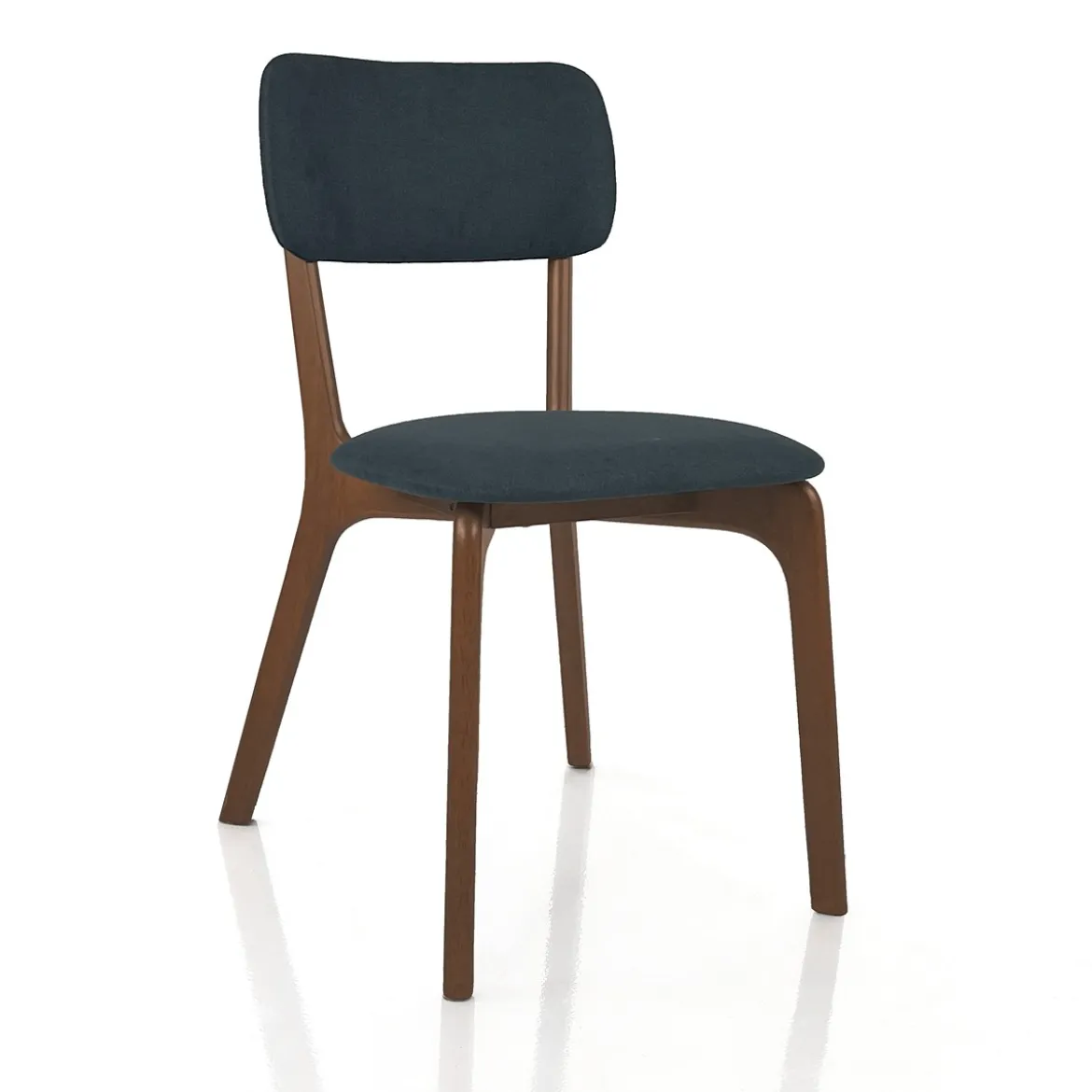 Sedia AGATA DARK WOOD legno massello tinto finitura Noce seduta Tessuto Grigio scuro seduta H 48 L47 P44