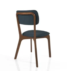 Sedia AGATA DARK WOOD legno massello tinto finitura Noce seduta Tessuto Grigio scuro seduta H 48 L47 P44