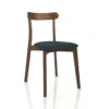 Sedia AMBRA DARK WOOD legno massello tinto finitura Noce scuro seduta Tessuto Grigio scuro seduta H47 L45 P41