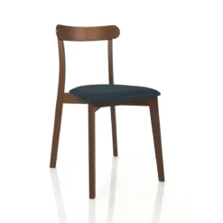 Sedia AMBRA DARK WOOD legno massello tinto finitura Noce scuro seduta Tessuto Grigio scuro seduta H47 L45 P41