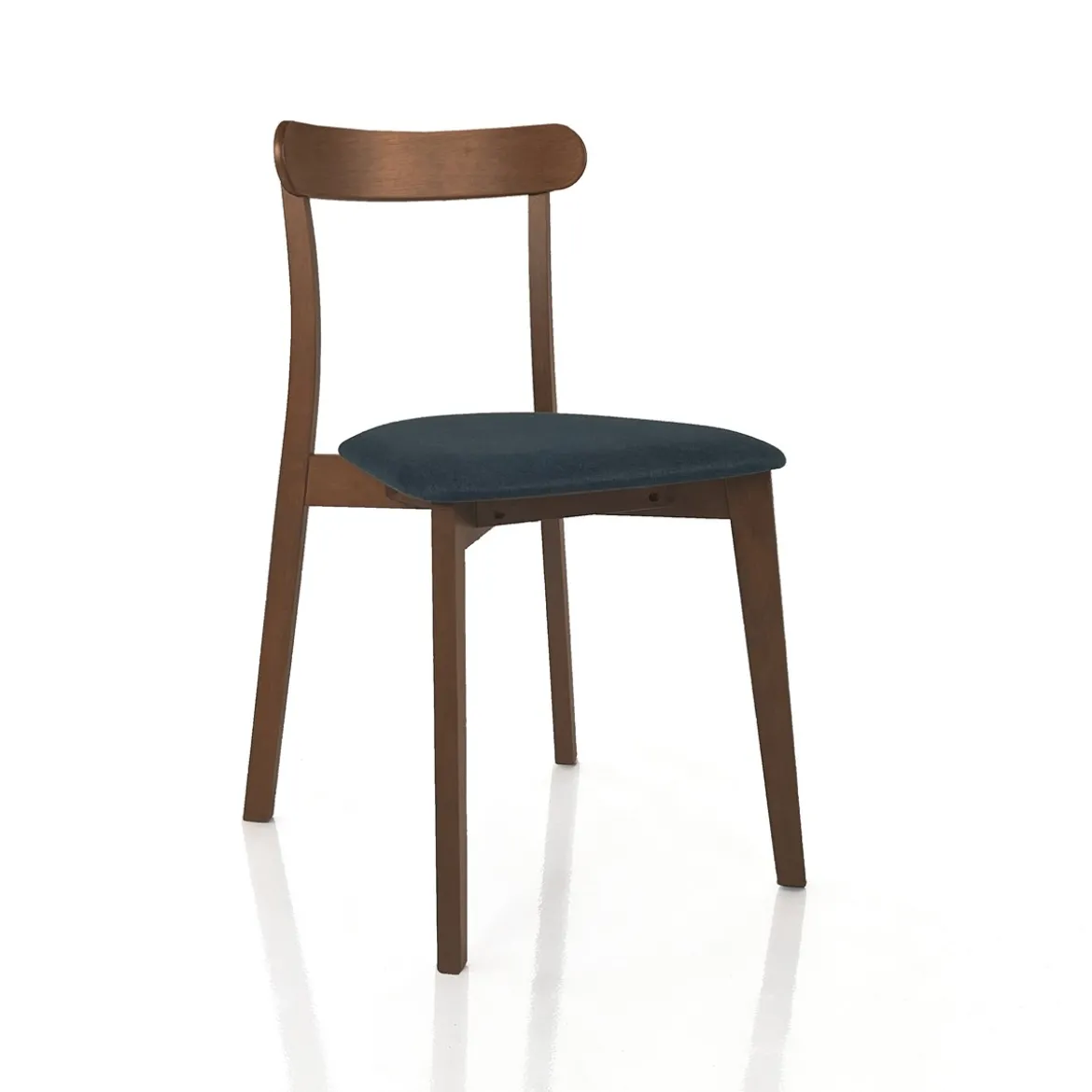 Sedia AMBRA DARK WOOD legno massello tinto finitura Noce scuro seduta Tessuto Grigio scuro seduta H47 L45 P41