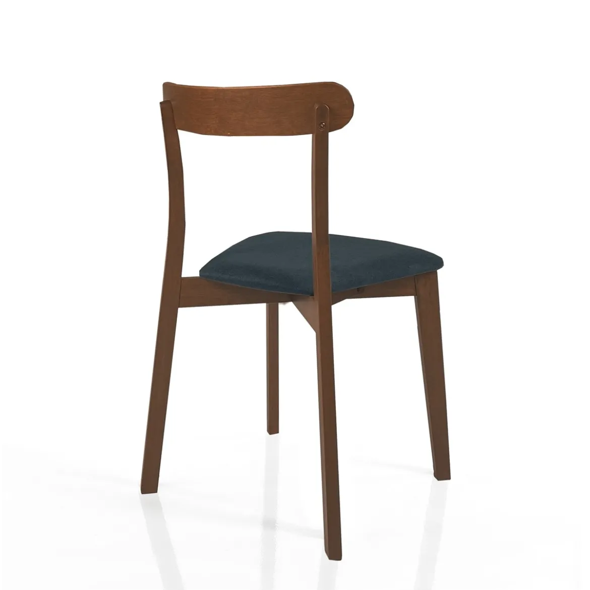Sedia AMBRA DARK WOOD legno massello tinto finitura Noce scuro seduta Tessuto Grigio scuro seduta H47 L45 P41
