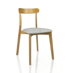 Sedia AMBRA WOOD Legno massello tinto finitura Rovere seduta Tessuto Grigio scuro seduta H47 L45 P41