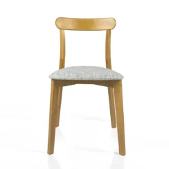 Sedia AMBRA WOOD Legno massello tinto finitura Rovere seduta Tessuto Grigio scuro seduta H47 L45 P41