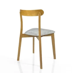 Sedia AMBRA WOOD Legno massello tinto finitura Rovere seduta Tessuto Grigio scuro seduta H47 L45 P41