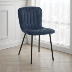 sedia COSY BLUE tessuto Blu struttura metallo Nero opaco H77 L43 P53