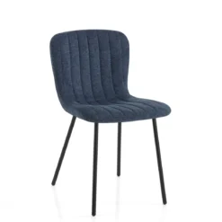 sedia COSY BLUE tessuto Blu struttura metallo Nero opaco H77 L43 P53