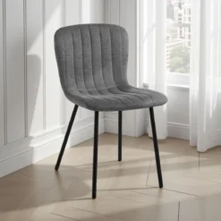 sedia COSY GREY tessuto Grigio struttura metallo Nero opaco H77 L43 P53