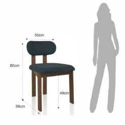 Sedia TRIPOD DARK WOOD legno massello tinto finitura Rovere seduta Tessuto Grigio scuro seduta H49 L50 P48