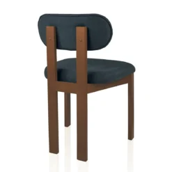 Sedia TRIPOD DARK WOOD legno massello tinto finitura Rovere seduta Tessuto Grigio scuro seduta H49 L50 P48