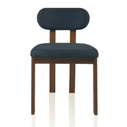 Sedia TRIPOD DARK WOOD legno massello tinto finitura Rovere seduta Tessuto Grigio scuro seduta H49 L50 P48