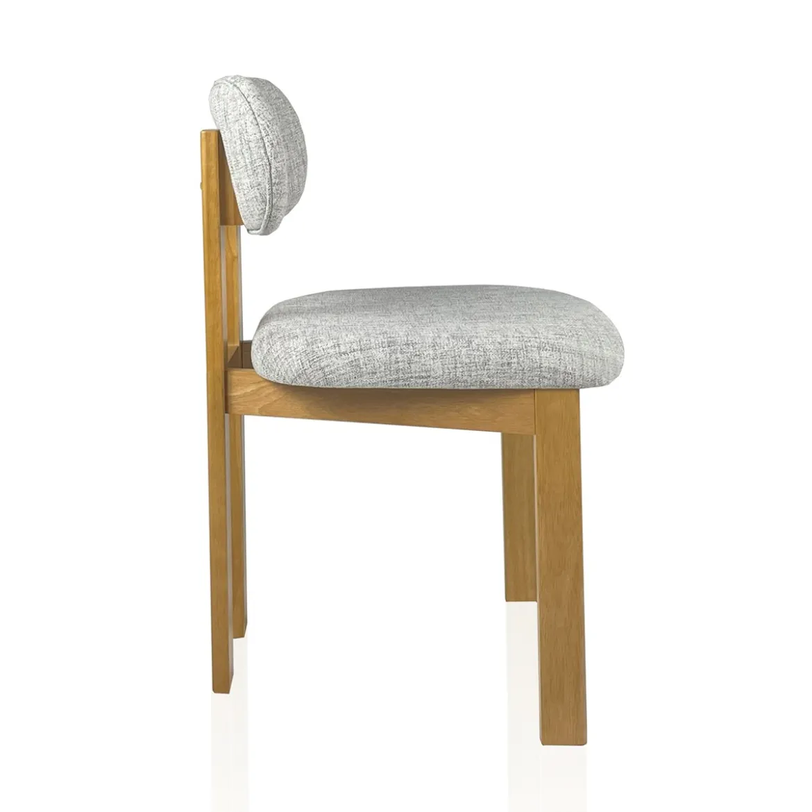 Sedia TRIPOD WOOD legno massello tinto finitura Rovere seduta Tessuto Grigio scuro seduta H49 L50 P48