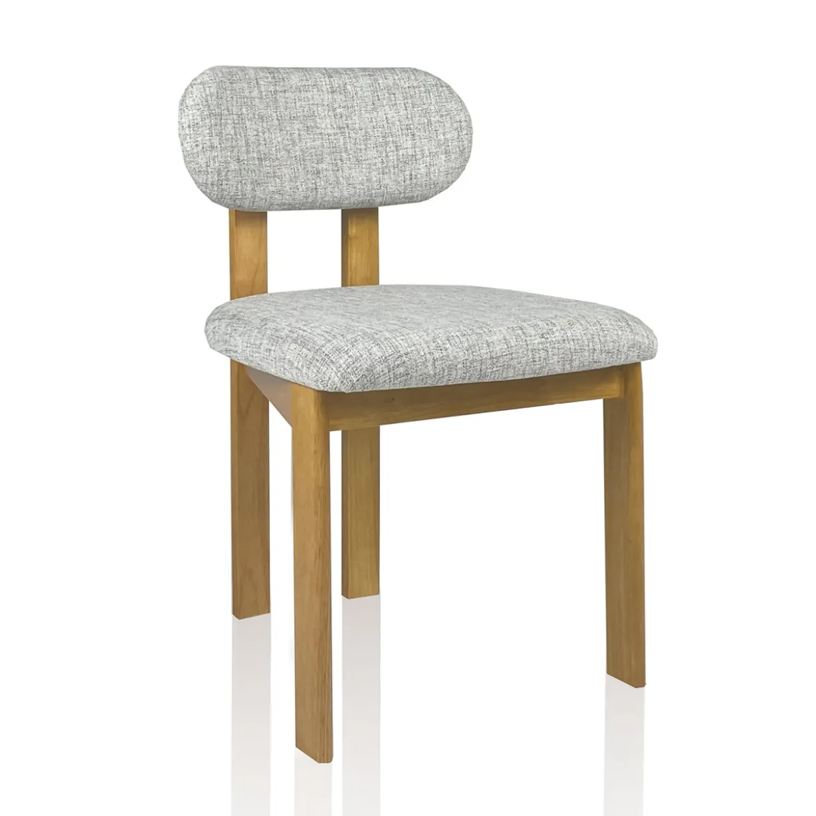 Sedia TRIPOD WOOD legno massello tinto finitura Rovere seduta Tessuto Grigio scuro seduta H49 L50 P48
