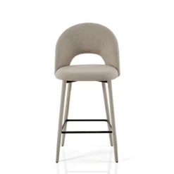 Selma Beige Home sgabello imbottito tessuto beige easy clean struttura rivestita h79 l51 p54 seduta h65