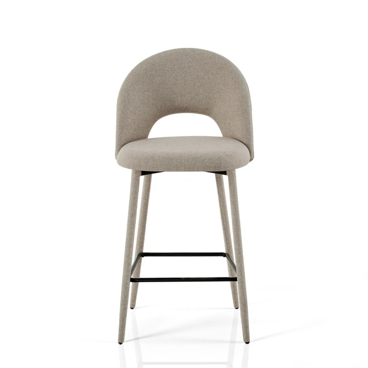 Selma Beige Home sgabello imbottito tessuto beige easy clean struttura rivestita h79 l51 p54 seduta h65