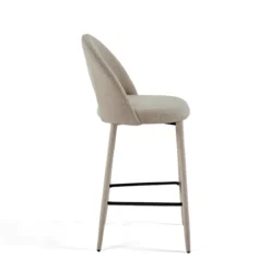 Selma Beige Home sgabello imbottito tessuto beige easy clean struttura rivestita h79 l51 p54 seduta h65