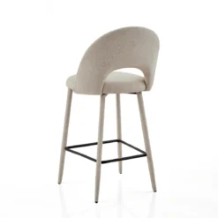 Selma Beige Home sgabello imbottito tessuto beige easy clean struttura rivestita h79 l51 p54 seduta h65