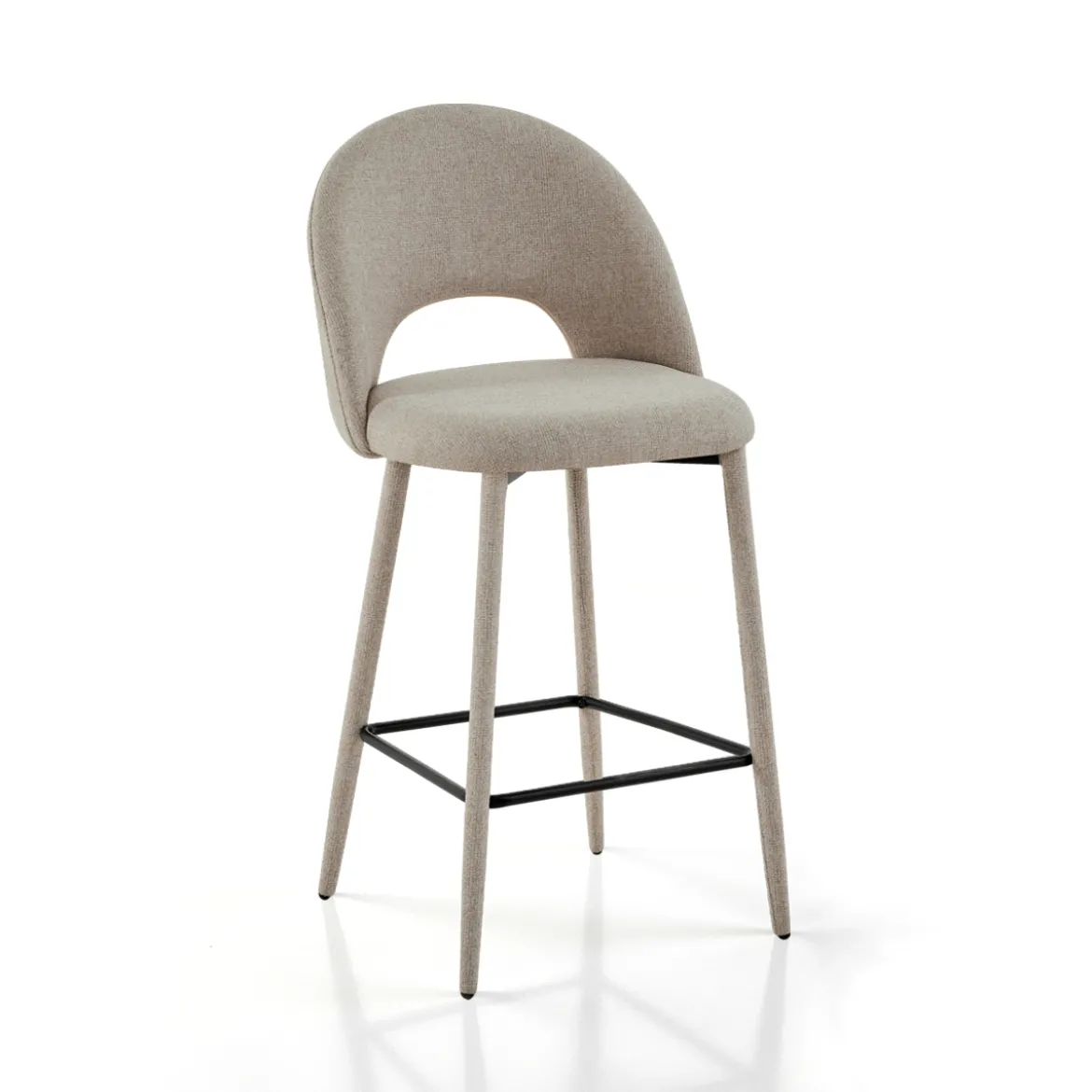 Selma Beige Home sgabello imbottito tessuto beige easy clean struttura rivestita h79 l51 p54 seduta h65