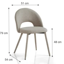 Selma Beige Sedia Imbottita tessuto panna easy clean poliestere h79 l51 p54 seduta h48