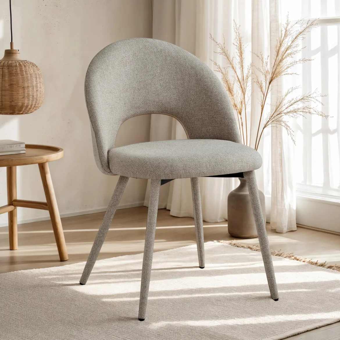 Selma Beige Sedia Imbottita tessuto panna easy clean poliestere h79 l51 p54 seduta h48