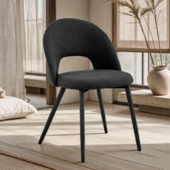 Selma Black Sedia Imbottita tessuto nero easy clean poliestere h79 l51 p54 seduta h48