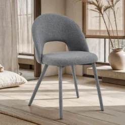 Selma Grey Sedia Imbottita tessuto grigio easy clean poliestere h79 l51 p54 seduta h48