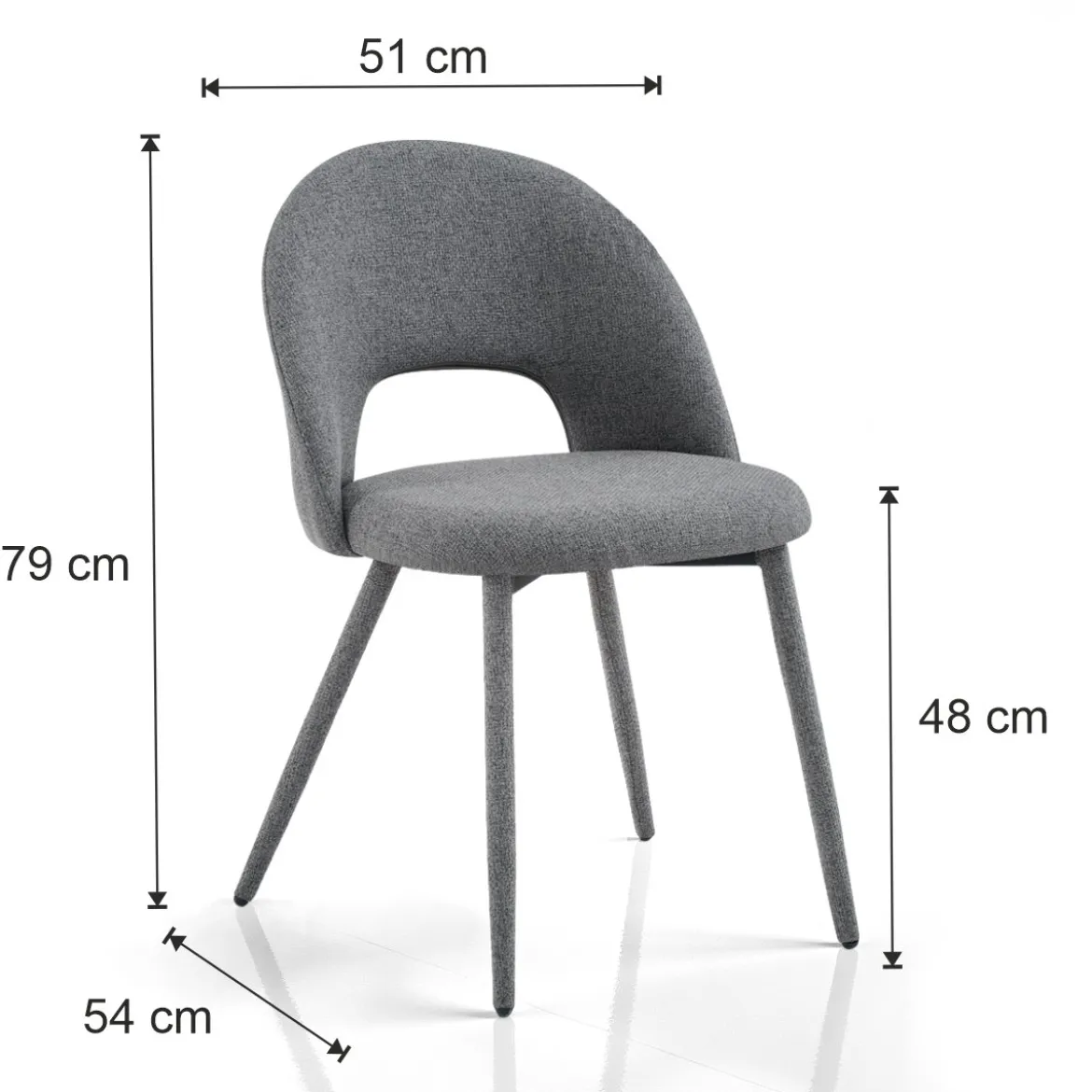 Selma Grey Sedia Imbottita tessuto grigio easy clean poliestere h79 l51 p54 seduta h48