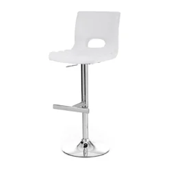 Sem sgabello regolabile in pelle sintetica bianca e metallo cromato 40x53xh95-115 cm
