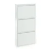 Sendy white scarpiera a parete 3/a 3 ante in metallo bianco goffrato 50x13.5xh103 cm