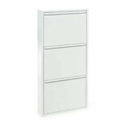 Sendy white scarpiera a parete 3/a 3 ante in metallo bianco goffrato 50x13.5xh103 cm