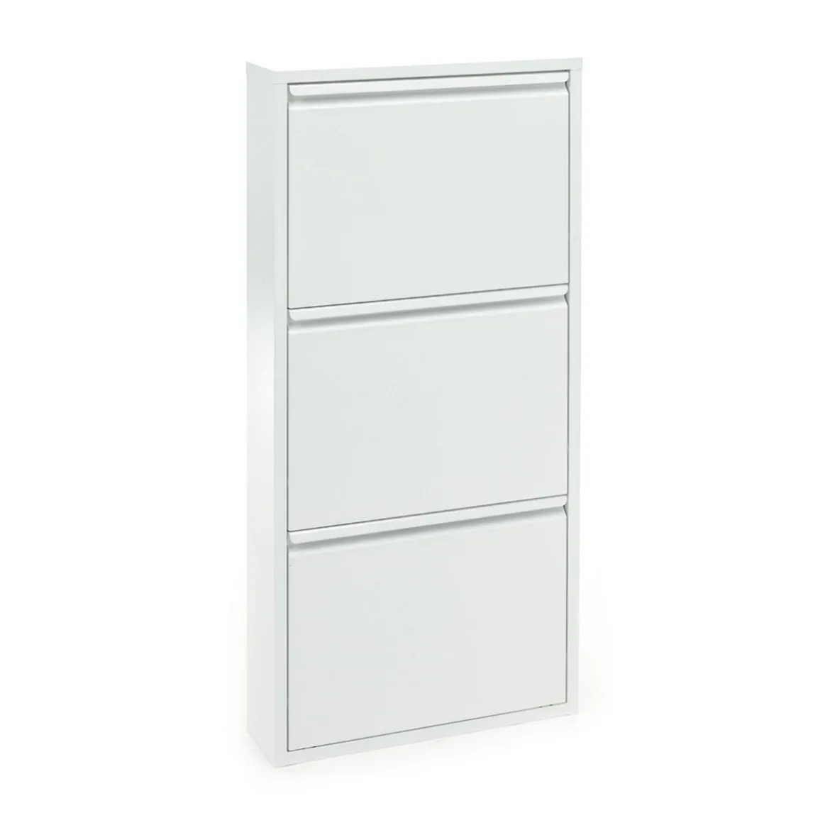 Sendy white scarpiera a parete 3/a 3 ante in metallo bianco goffrato 50x13.5xh103 cm