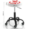 Sgabello TIZIO WHITE EVO girevole regolabile seduta imbottita pelle sintetica bianca base metallo nero h46/60 ø50