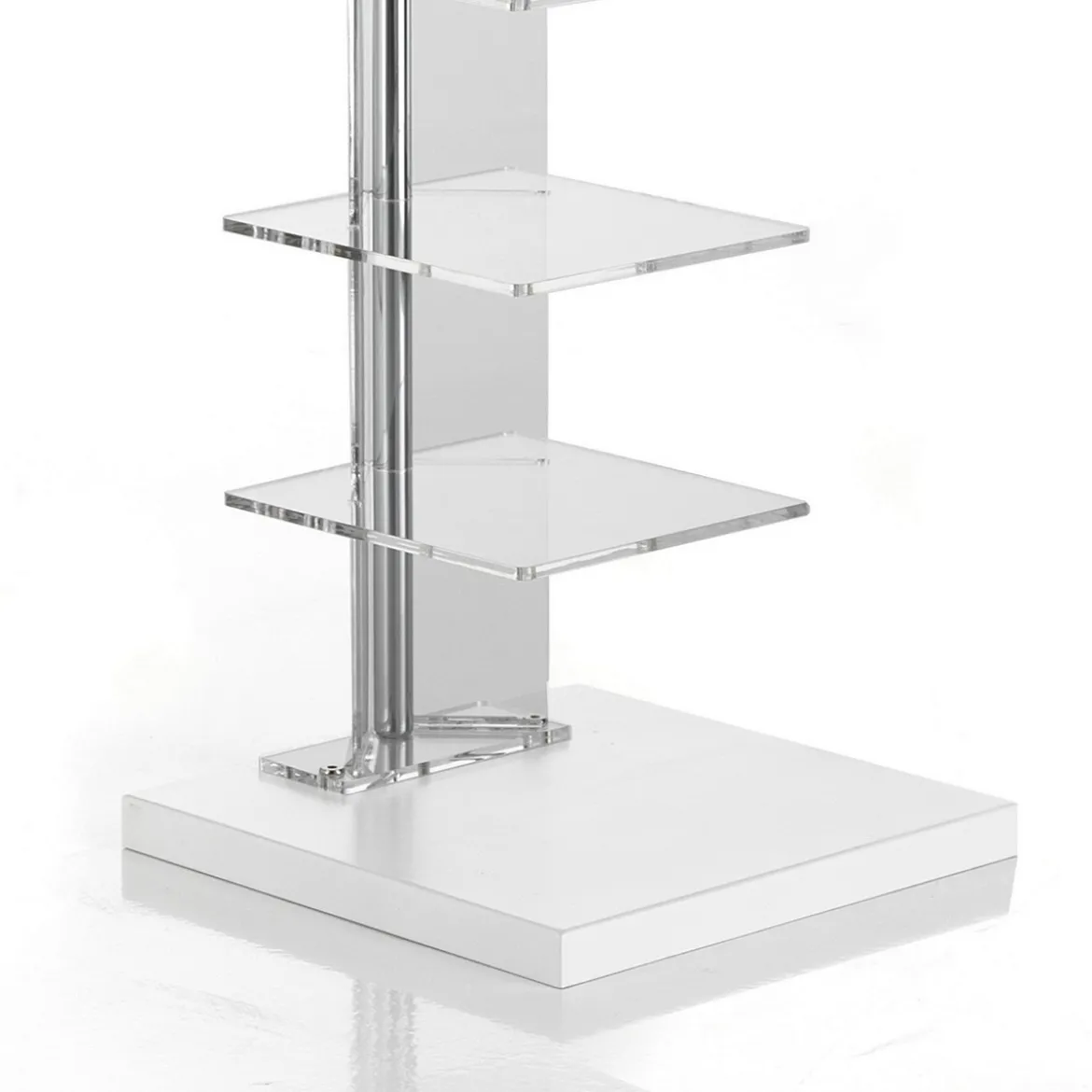 Sheer libreria a colonna 10 ripiani in acrilico trasparente e metallo cromato 30x30xh148 cm