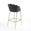 Shell grey sgabello in tessuto effetto velluto grigia e metallo verniciato oro lucido 56x58xh92 cm seduta h 65cm