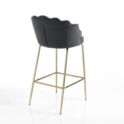 Shell grey sgabello in tessuto effetto velluto grigia e metallo verniciato oro lucido 56x58xh92 cm seduta h 65cm