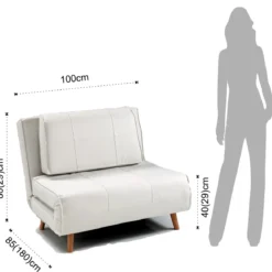 Shift poltrona letto in pelle sintetica bianca l100 p85/180 cm