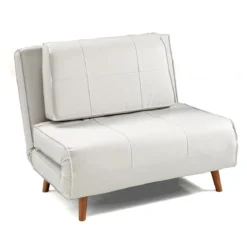 Shift poltrona letto in pelle sintetica bianca l100 p85/180 cm